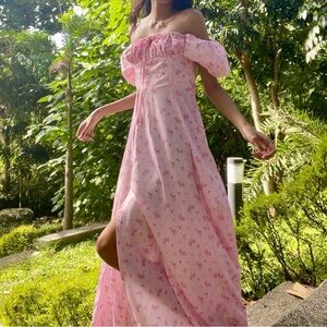 SHEIN Pink Floral Maxi Dress w/ Slit